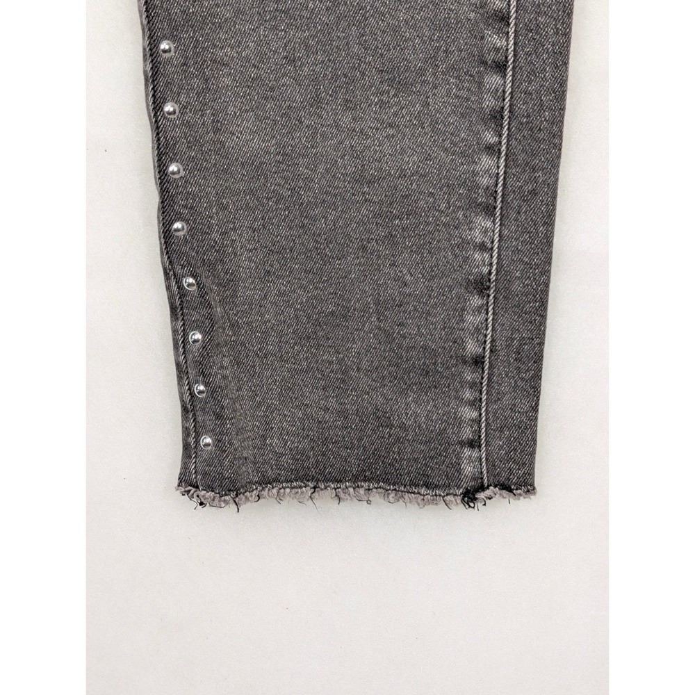 Time and Tru Straight Leg Jeans Women 6 Black Studded Embellished Raw Hem Edgy - Picture 4 of 11